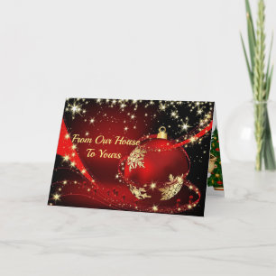 Christmas Card in Red Family Photo Your Text