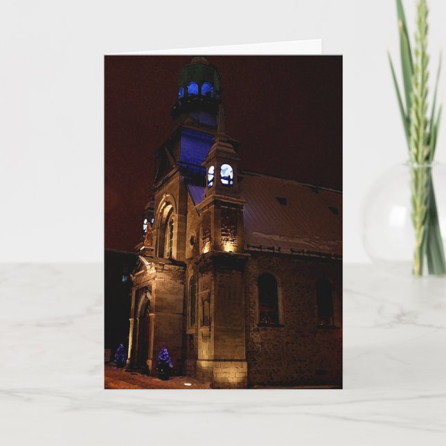 Christmas card - Montreal church at night (Front)