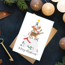 Christmas card new year animal cute illustration