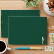 Christmas Card Nutcracker Envelope Dark Green