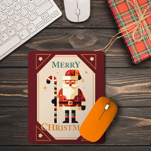 Christmas Card of Santa Claus With Candy Cane Mouse Pad
