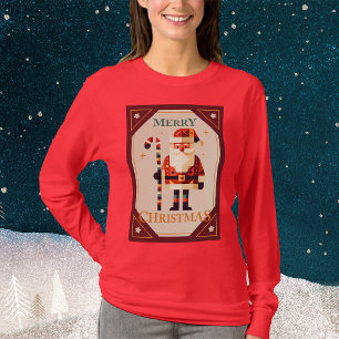 Christmas Card of Santa Claus With Candy Cane T-Shirt