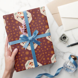 Christmas Card of Santa Claus With Candy Cane Wrapping Paper