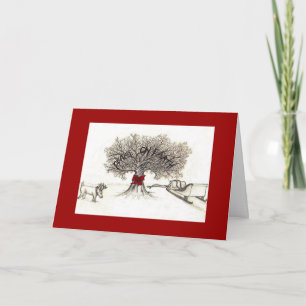 Christmas Card, Peace on Earth tree. Holiday Card