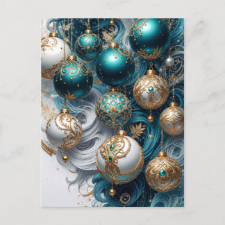 Christmas card postcard with luxurious ornaments