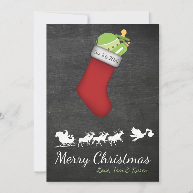 Christmas Card Pregnancy Announcement Chalkboard (Front)