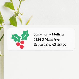 Christmas Card Return Address with Mistletoe