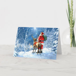 Christmas Card – Santa and Reindeer Winter Scene