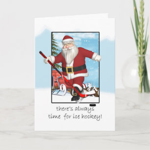 Christmas Card, Santa Ice Hockey Practice Holiday Card