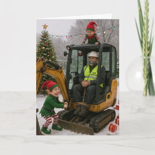 Christmas card - Site manager kidnapped by elves! (Front)