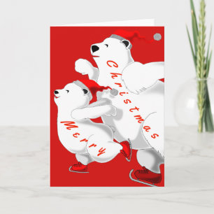 Christmas Card Skating Bears Family