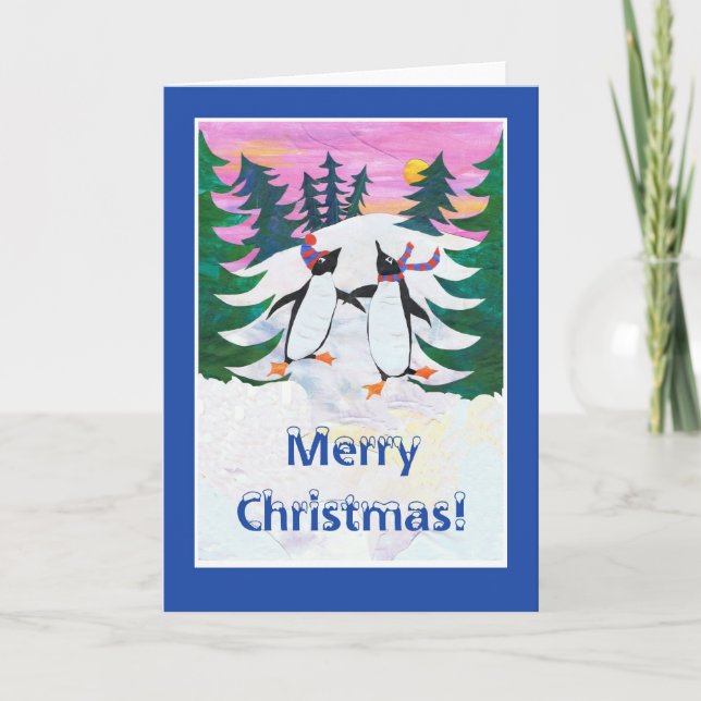 Christmas Card - Skating Penguins (Front)