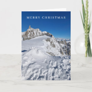Christmas card snow covered mountain view