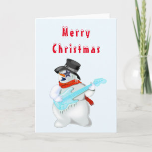Christmas Card Snowman Guitar Player Funny