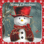 Christmas Card Snowman Smiling in Top Hat Square Sticker<br><div class="desc">I just hate licking envelopes. Seal them instead!</div>