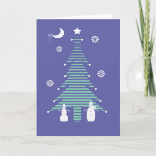Christmas Card Snowmen and Tree