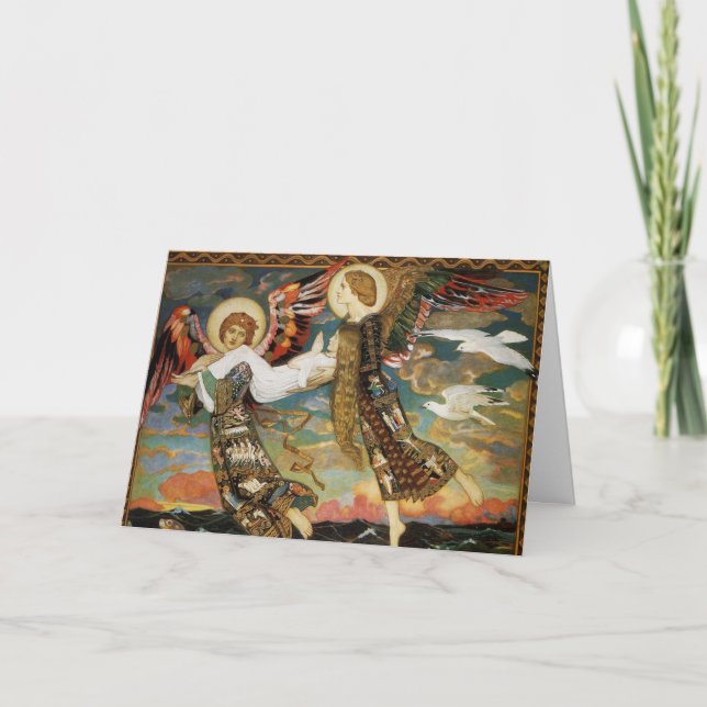 Christmas Card: St. Bride Carried by Angels Holiday Card (Front)