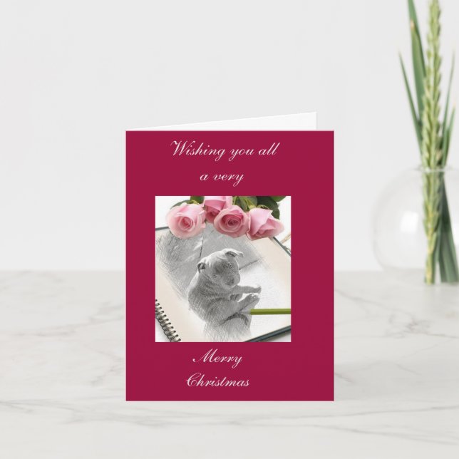 Christmas Card Staffordshire bull terrier puppy (Front)