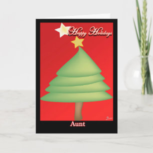 Christmas Card Tree Happy Holidays Aunt, family 
