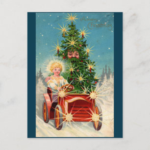 Christmas Card tree man in car