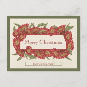 Christmas Card Vintage Red Floral