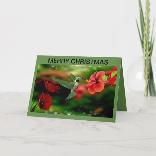 Christmas Card with a Hummingbird (Front)