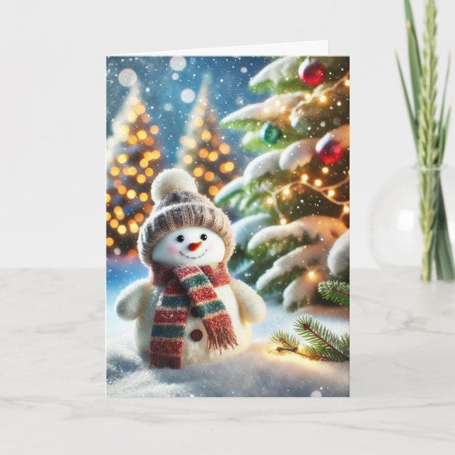 Christmas card with a snowman (Front)