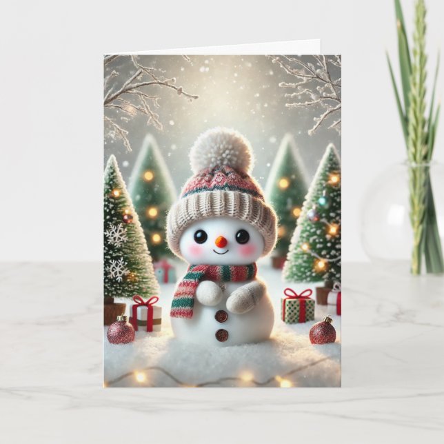 Christmas card with a snowman (Front)
