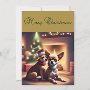 Christmas Card with Adorable Chihuahua Pair