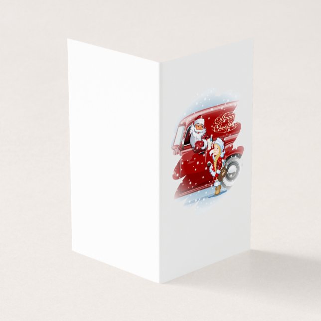 Christmas card with cartoon Snow Maiden - Postman (Outside)