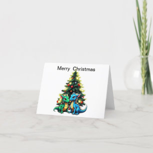 Christmas Card with cute dragons