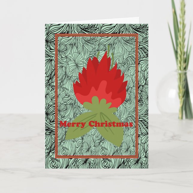 Christmas Card with Different Green and Red Design (Front)