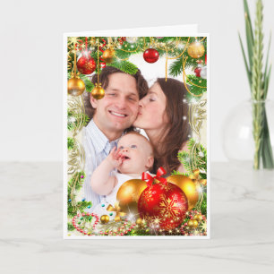 Christmas Card with Family Photo Custom Greeting