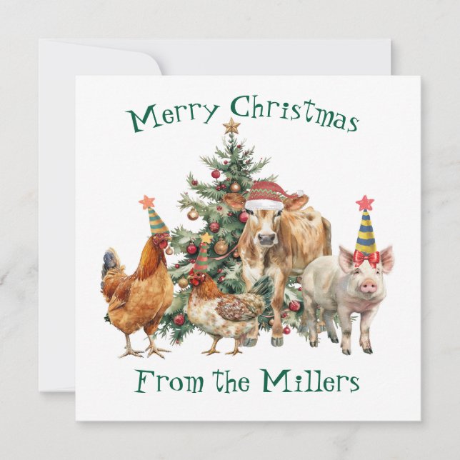 Christmas Card with farm animals (Front)
