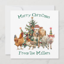 Christmas Card with farm animals