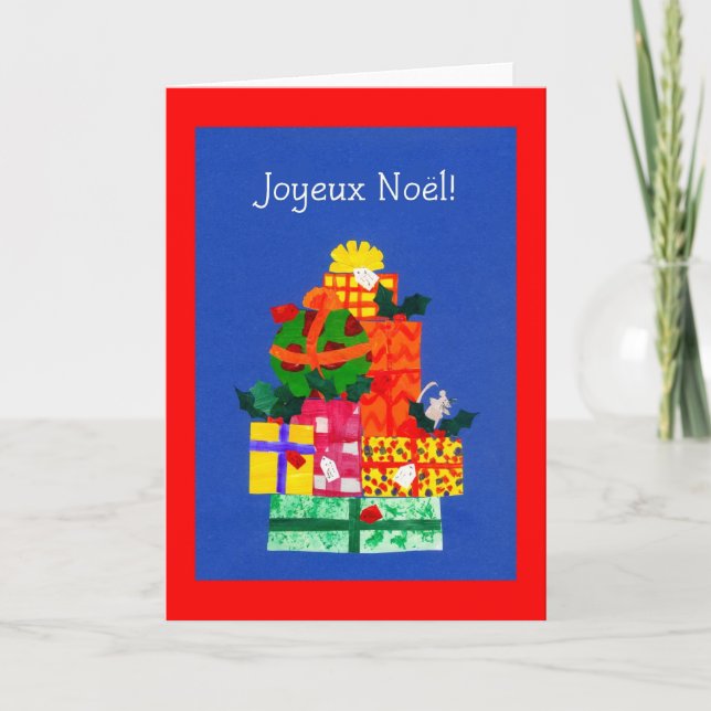 Christmas Card with Gifts - French Greeting (Front)