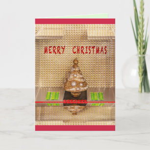 Christmas card with gold glitter  Xmas tree Card