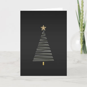Christmas card with gold tree on black background