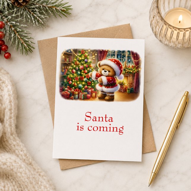 Christmas card with picture of bear and tree  (Creator Uploaded)