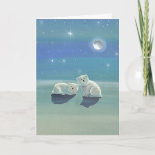 Christmas Card with Polar Bear Cubs