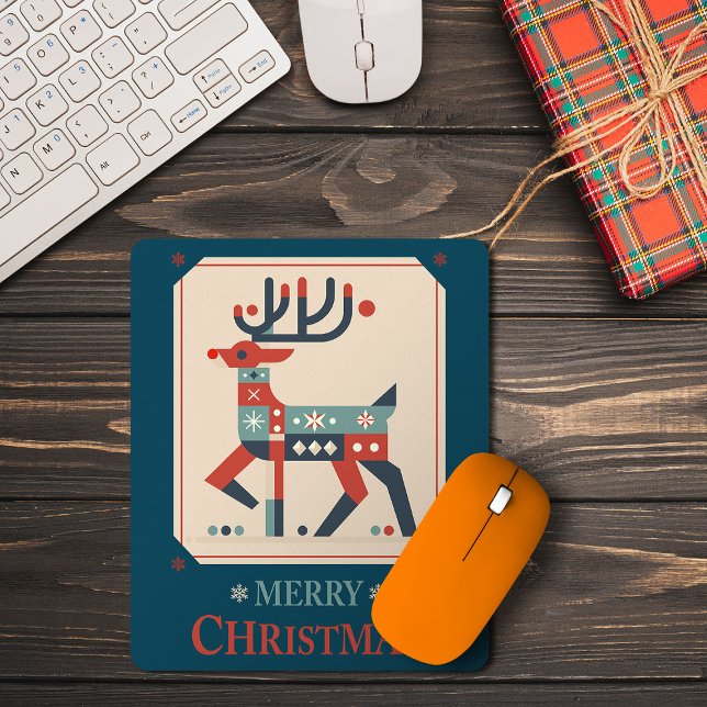 Christmas Card with Reindeer Illustration Design Mouse Pad (Creator Uploaded)
