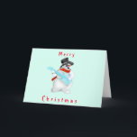 Christmas Card with Rock Music Snowman<br><div class="desc">Snowman Rock - Merry Christmas Cards - or Choose your favourite colours / text / font</div>