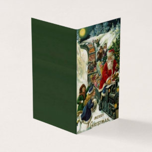 Christmas Card with Santa on a Toy Train