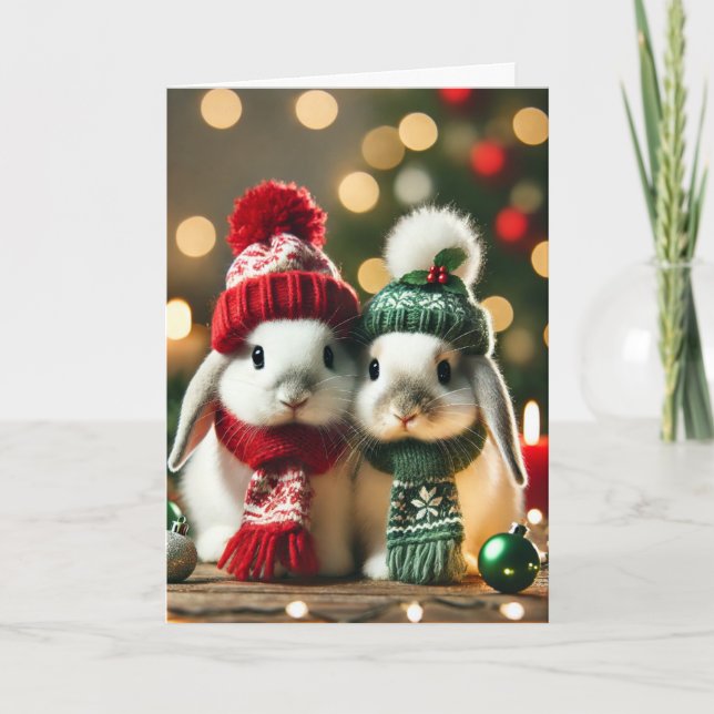 Christmas card with two bunnies (Front)