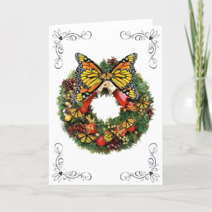 Christmas Card Wreath of Monarchs