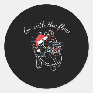 Christmas Cardiac Nurse Heart Anatomy Cvicu Cv Icu Classic Round Sticker
