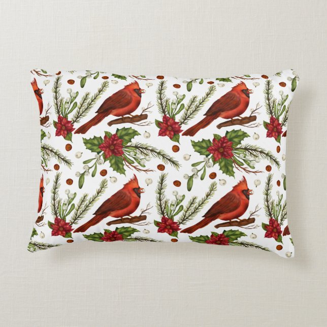 Christmas Cardinal Accent Pillow (Back)