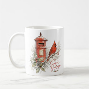 Christmas Cardinal and Red Post Box Coffee Mug