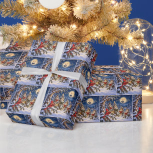 Christmas Cardinal and Winter Tree Chorus Wrapping Paper