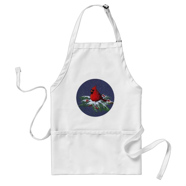 CHRISTMAS: CARDINAL: BIRD: ART STANDARD APRON (Front)